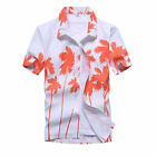 Mens Hawaiian Shirt Short Sleeve Buttons T-Shirt Summer Beach Print Holiday) Top
