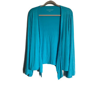 Soft Surroundings Cardigan Womens Large Teal Blue Open Front Drape Sweater