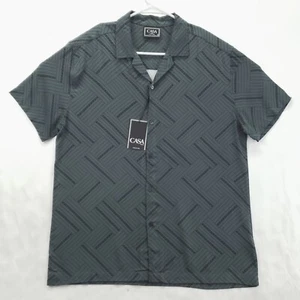 NEW Casa Moda Couture Shirt Mens Medium Gray Woven Camp Short Sleeve - Picture 1 of 12