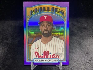 ANDREW MCCUTCHEN 2021 TOPPS HERITAGE #239 HOTBOX PURPLE REFRACTOR / PHILLIES - Picture 1 of 2