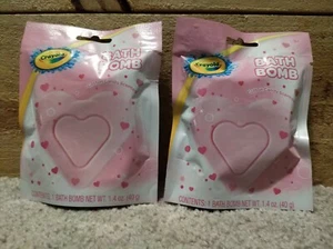 2 Cotton Candy Scented Bath Bombs by Crayola Heart Shaped New Sealed - Picture 1 of 5