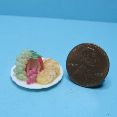 Dollhouse Miniature Plate with Round Cheese, Crackers and Grapes JUL1012 - Image 1 of 2