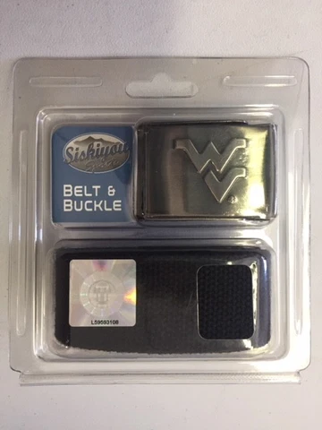 NEW! West Virginia Mountaineers Black Belt Buckle Removable Golf Baseball NCAA Cover