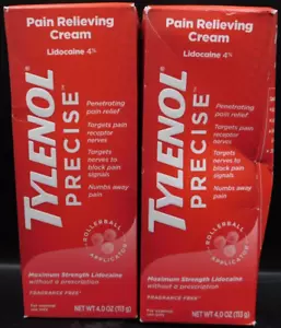 2 Pk Tylenol Precise Pain Relieving Cream 4.0oz Ea Exp: 4/25 New & Sealed - Picture 1 of 10