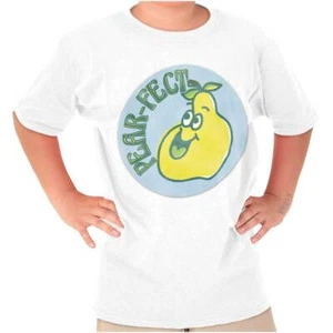 Funny Vintage Pear-Fect Fruit Pun Sticker Youth Crewneck T Shirts Boy or Girl - Picture 1 of 7