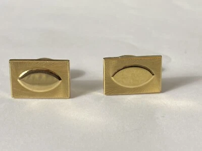 Vintage Pierre Cardin Gold Tone Textured Rectangle Swivel Bean Cuff Links - Image 1 of 4