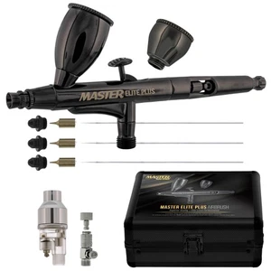 Master Elite Plus Ultimate Airbrush Set, Model 120, Dual-Action, 3 Tip Kit, Case - Bild 1 von 5