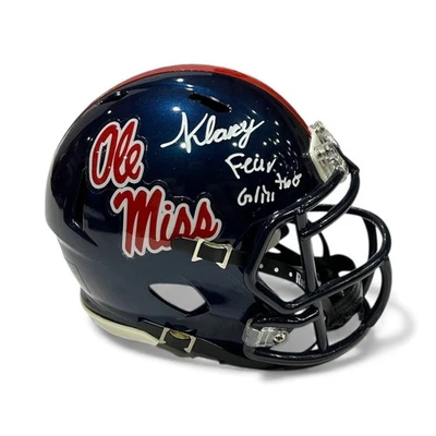 KEWAN LACY AUTOGRAPHED BLUE OLE MISS SPEED MINI HELMET JSA FEAR THE GRILL - Image 1 of 4