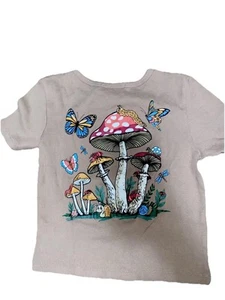 Obsessive Love Mushroom Cottage Core Hippie Brown Half T-Shirt Junior/teen XS - Picture 1 of 4