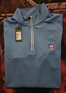 NUEVO F&G TECH 1/4 Cremallera Pullover Suéter Camisa NEWPORT COUNTRY CLUB Talla M Azul - Imagen 1 de 8