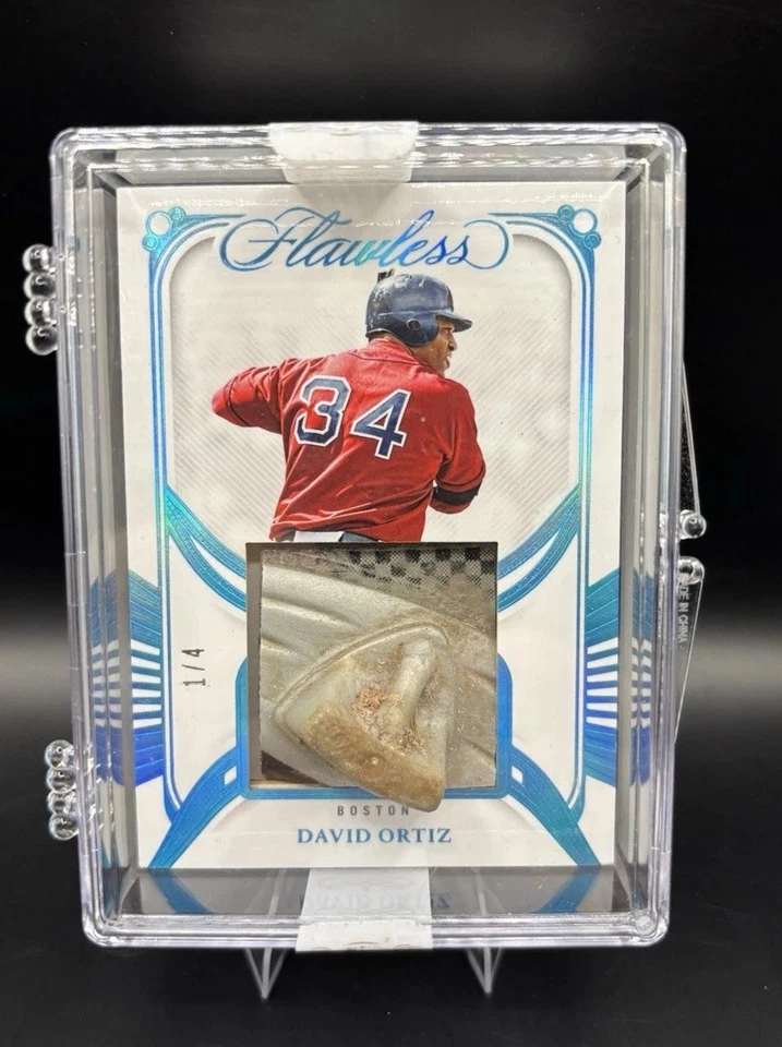 David Ortiz 2024 Flawless Boston Red Sox GAME USED Cleat Spike Card W DIRT! #1/4 - Image 1 of 4