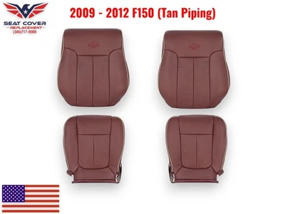 Fundas de asiento para Ford F-150 King Ranch 2009-2012 cuero 2x2/4x4 con tubería bronceada Foto 1 de 4