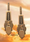 #0184 ANTIQUED GOLD LONG ART DECO DROP W/TOP HANG RING - 2 Pcs