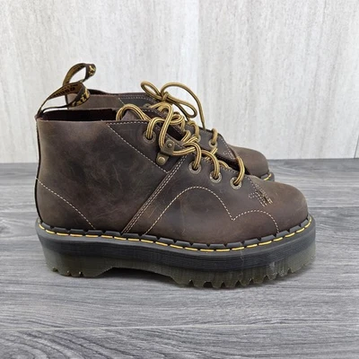 Botas Dr Martens Church Quad Mono Talla 9 Para Hombre Cuero Plataforma 5 Ojos Marrón Foto 1 de 4