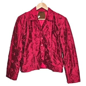 Vintage 90s Women of the Wild West Red Jacket Romantic Floral Embroidered Size Med - Bild 1 von 7