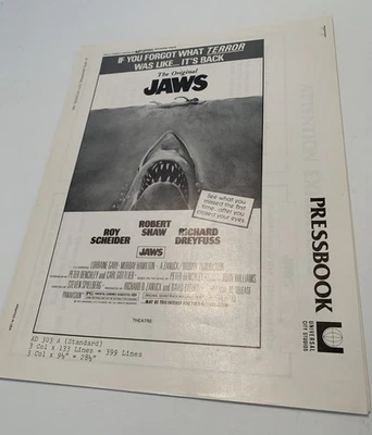 Vintage Jaws Pressbook 1979 Unused Condition 15 Pages - Image 1 of 4
