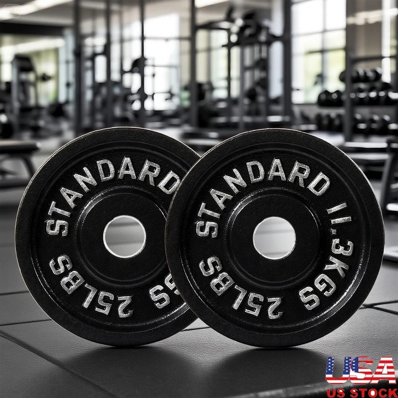 Heavy Duty 2 Inch Olympic Cast Iron Weight Plate 25LBS 2 Pack Gym Fitness New - Image 1 of 4