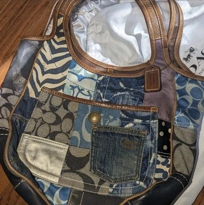 Bolso de Hombro Coach Patchwork Denim Hobo Para Mujer USADO DE JAPÓN Foto 1 de 3