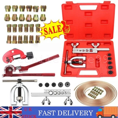 Brake Lines Repair Kit Copper Pipe Flaring Tool Cutter Bender 3/16" Unions Nuts - Image 1 of 4