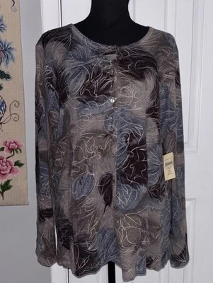 Cárdigan Suéter Coldwater Creek Esbozado Floral Mujer 2XL L/S Mezcla ¡Nuevo! Foto 1 de 4