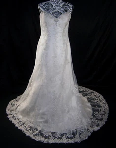 Maggie Sottero Memories 12 ivory lace gold embroidery Swarovski Crystals New - Picture 1 of 8