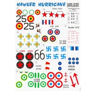 Calcomanías Hawker Hurricane escala de impresión 1:72 72-022 para kit de modelo de plástico de avión - Imagen 1 de 3