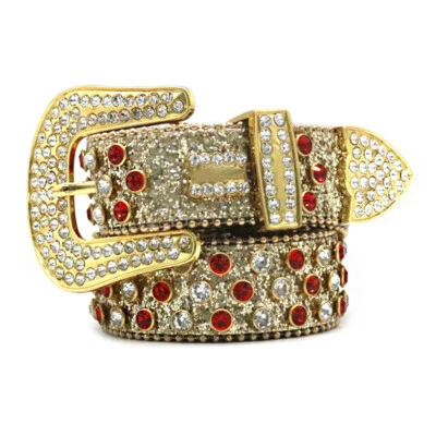 Men Western Rhinestone Belt Punk Rivet Studded Cowgirl Cowboy Crystal Women Belt - Image 1 of 4