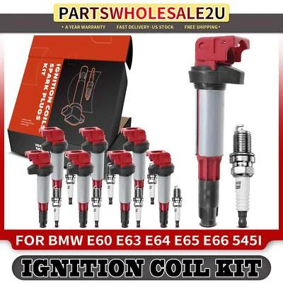8x Red Ignition Coil & IRIDIUM Spark Plug Kits for BMW 545i 645Ci Morgan Aero 8 - Image 1 of 4