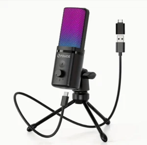 FDUCE M160 USB Condenser Microphone RGB Podcast Streamer Gaming Microphone - Picture 1 of 13
