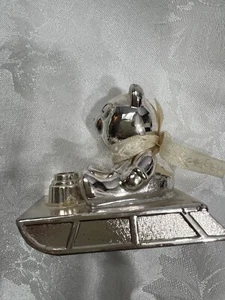 Vintage Silver Plate Teddy Bear Candle Holder on Sled 3 x 3.5" Tarnish Resistant - Picture 1 of 5