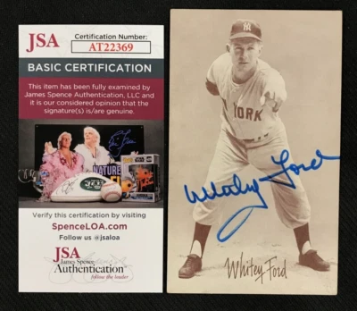 Whitey Ford Signed B&W Photograph JSA Cert w/COA MLB N.Y. Yankees #16 HOF 1974! - Image 1 of 4