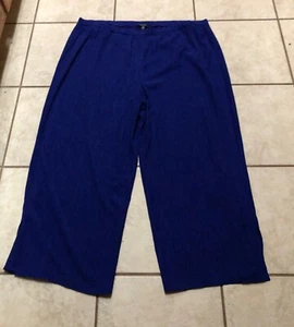NWT EILEEN FISHER "2X" WOVEN PLISSE WIDE ANKLE PANTS CRINKLED BLUE VILOET $188 - Picture 1 of 10