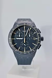New Swiss Swatch Originals MEINE SPUR Navy Silicone Chrono Watch 42mm SUSN407 - Picture 1 of 16
