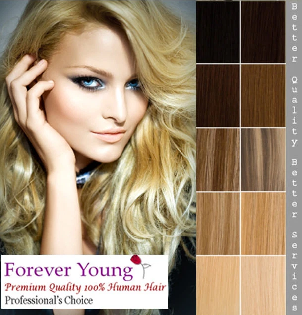 Forever Young Clip in 100% Human Hair Extensions Real Remy Hair Set UK