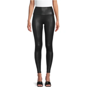 Women's High Rise Stretch Faux Leather Ankle Leggings Black Medium - Picture 1 of 3