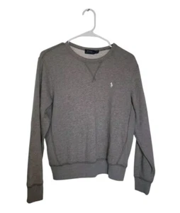 Polo Ralph Lauren Sweater Boys Large Gray Pullover Sweatshirt Kids White Pony - Picture 1 of 5