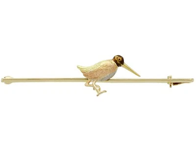 Broche de esmalte, ouro 15k e platina - Antigo por volta de 1930 - Imagem 1 de 4