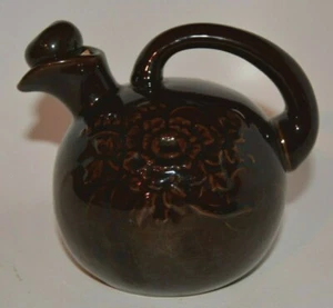 Beautiful Antique Brown Ceramic Floral Motif Whiskey Ball Jug with Cork - Picture 1 of 5