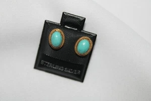 Turqouise Sterling Silver Studs Gold Plated - Picture 1 of 4