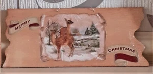 Decoupage Hand Decorated Wooden Boards Christmas scene - Picture 1 of 1