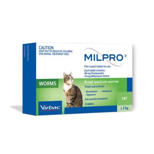 Milpro Broad Spectrum Wormer Tablets for Cats over 2kg - 2tab Heartworm - image 1 of 1