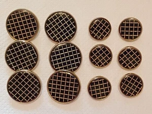 25 mm Negro/Dorado Diseño a cuadros Traje de doble pecho Juego de botones de vástago  - Imagen 1 de 4