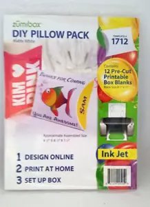 DIY Pillow Craft Favor Boxes Customize Personalize 12 Item 1712 Design Print - Picture 1 of 4