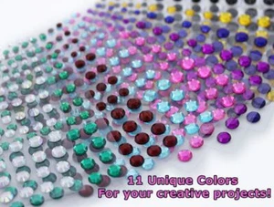 Self Adhesive Acrylic Rhinestones 3 Sizes Face Stick On Hair Gems Craft 480PCS - Picture 1 of 110