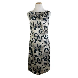 ANN TAYLOR Dress Animal Exotic Print Sheath Straight Cut Satiny Sheen Size 4 - Picture 1 of 5