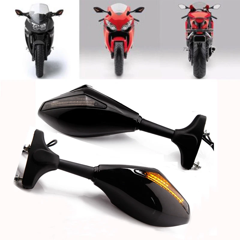 FOR Yamaha FZ6R 2010-2014 LED TURN SIGNAL REARVIEW SIDE RACING MIRRORS BLACK SET - Image 1 of 4