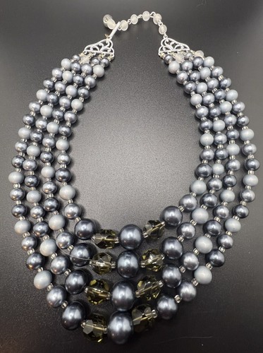 VETEMENTS Collana in acciaio blu grigio con perline VINTAGE 5 fili Giappone