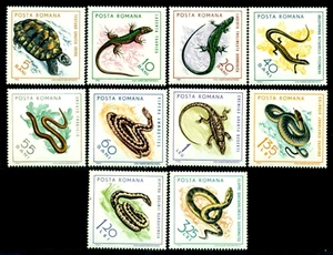 Rumänien 1965 Reptilien,Schlange,Schildkröte,Eidechse,Eidechse,MNH - Bild 1 von 2