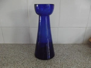 TALL VICTORIAN COBALT BLUE HYACINTH VASE BROKEN PONTIL MARK TO BASE - Picture 1 of 6