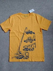 J Crew Crewcuts Trucks T Shirt Boys Size M 8 9 Orange Short Sleeve NEW - Picture 1 of 5